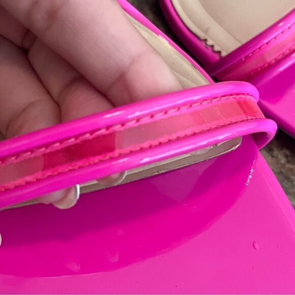 Women Stiletto Mid Heel Peep Open Toe Sandals Slip-on Size 9 Hot Pink - Picture 10 of 12